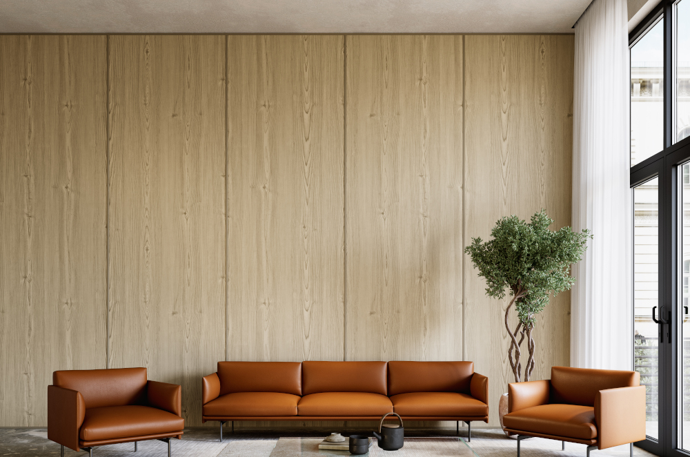 Panel decorativo de gran formato con fijación oculta